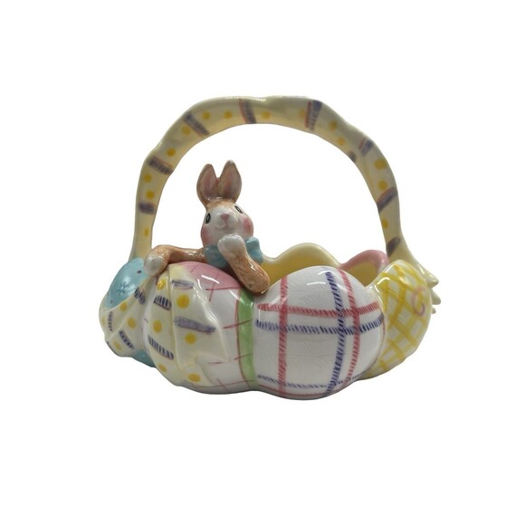 Fitz & Floyd Easter Basket w/ Bunny & Colored Eggs "A GOOD EGG" Essentials Bowl - Picture 2 of 16